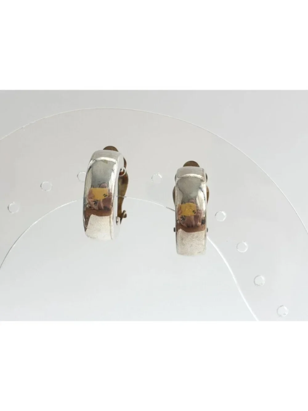 Zina Designer Signed Mini Hoop Vintage Sterling Silver 925 Clip On Earrings
